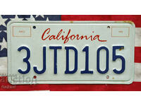 American License Plate Plate CALIFORNIA