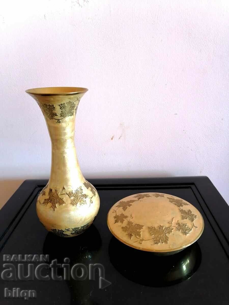 Beautiful Bronze Vase and Box Set