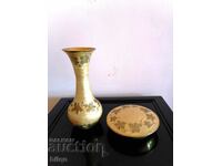 Beautiful Bronze Vase and Box Set