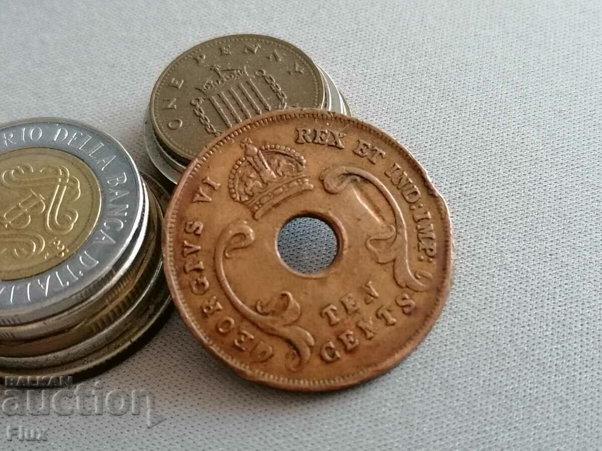 Monedă - Africa de Est - 10 cenți | 1943 cu preț 7.00 BGN | € 3.58 Monedă - Africa de Est - 10 cenți | 1943 cu preț 7.00 BGN | € 3.58