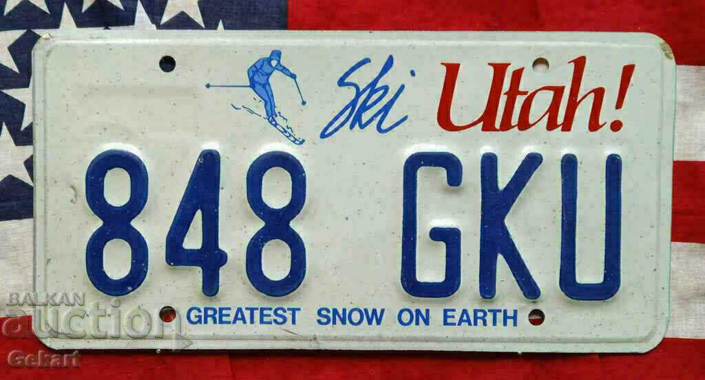 American License Plate Plate UTAH