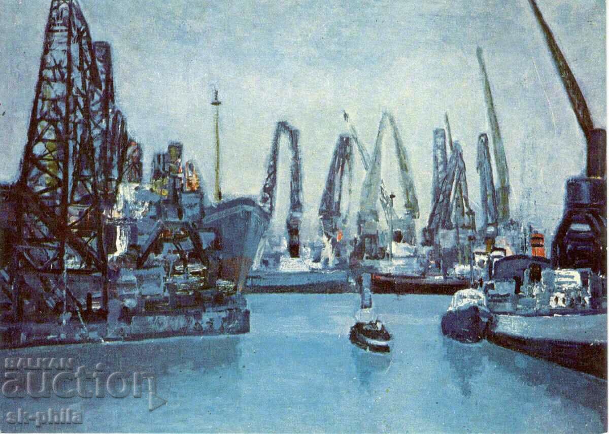 Παλιά κάρτα - Τέχνη - Georgi Baev, λιμάνι του Μπουργκάς