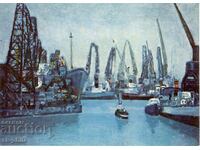 Old card - Art - Georgi Baev, Port of Burgas