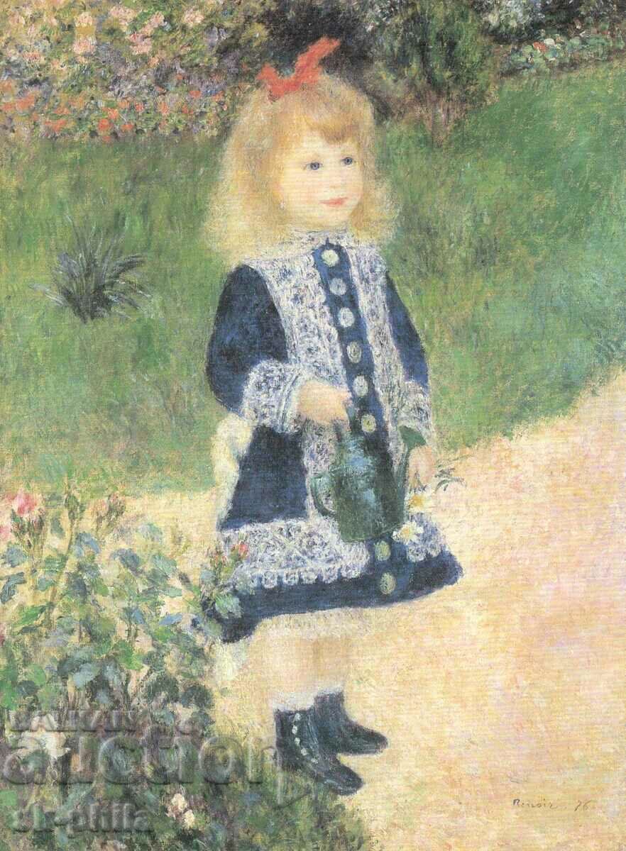 Old postcard - Art - Auguste Renoir, Girl with a watering can