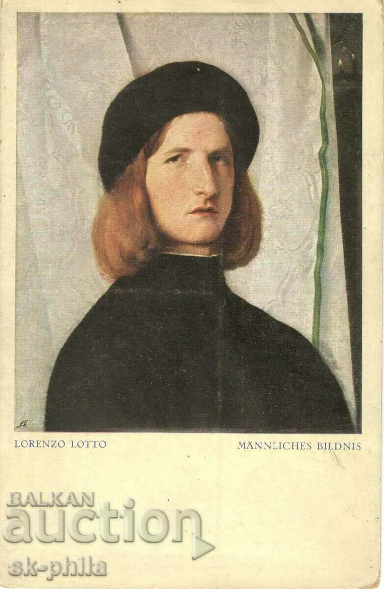 Old postcard - Art - Lorenzo Lotto, Male portrait