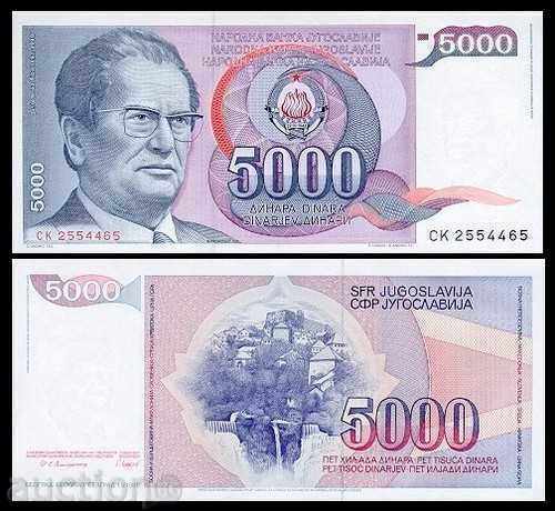 Zorba LICITAȚII IUGOSLAVIA 5000 Dinari 1985 UNC TITO