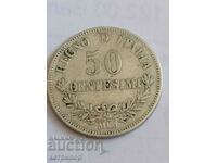 Italy 50 Centezima 1863 Silver M BN