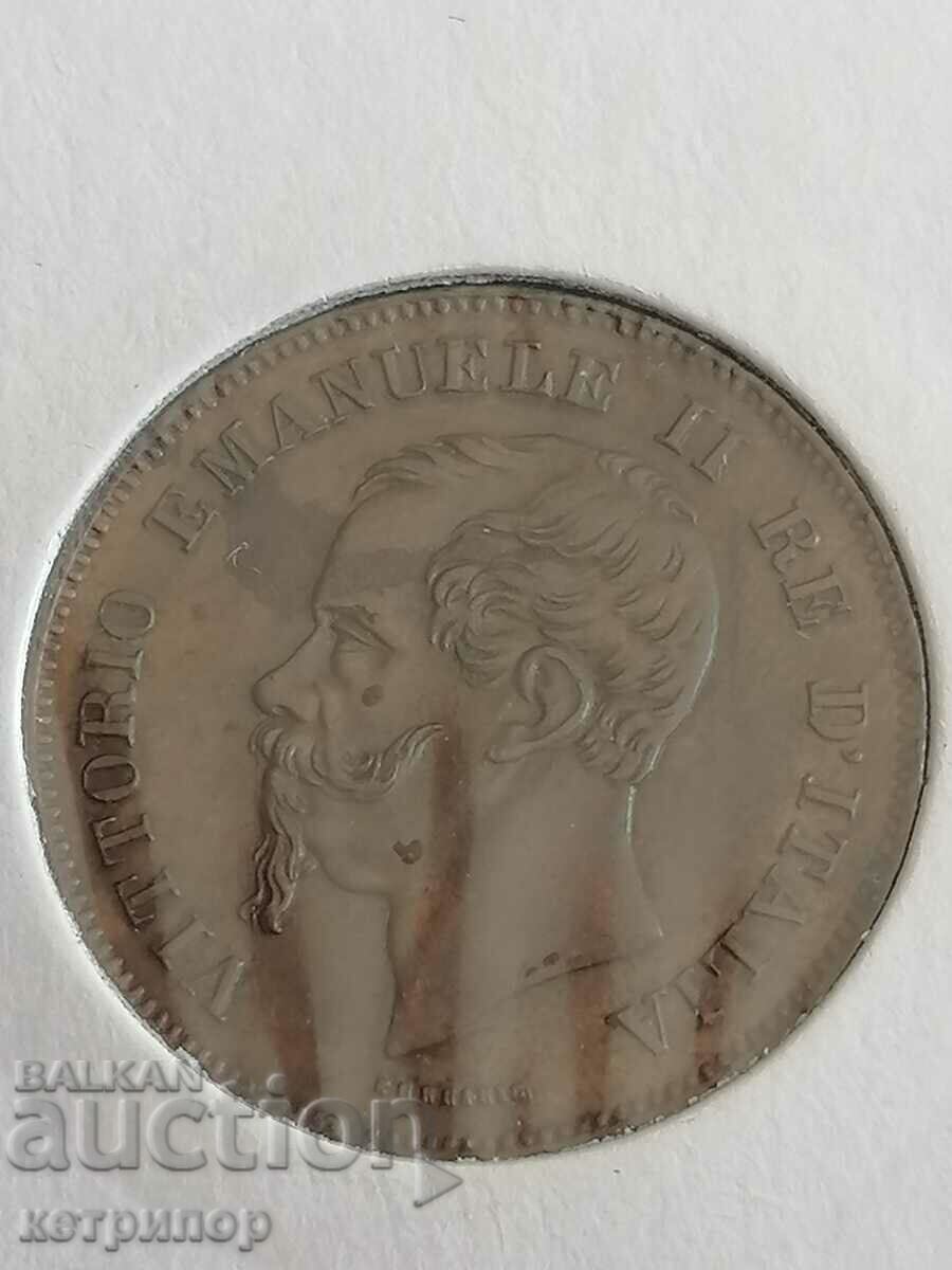 Италия 5 чентезима 1861 г. Медна M с цена 35.00 лв. | € 17.90