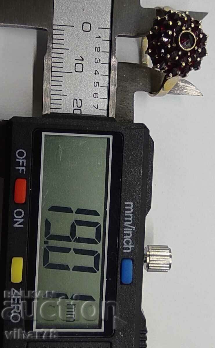 Доставка на СТАР ДАМСКИ СРЕБЪРЕН ПРЪСТЕН С ГРАНАТ И ПОЗЛАТА