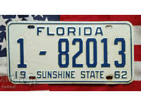 Американски регистрационен номер Табела FLORIDA 1962