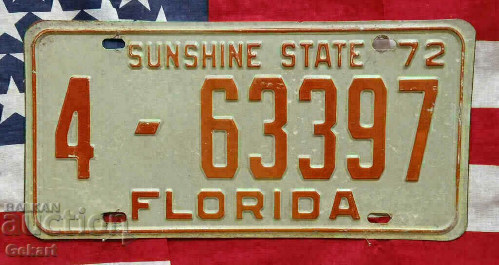 Placă de înmatriculare SUA FLORIDA 1972