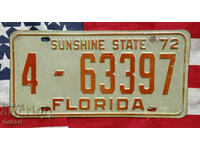US License Plate FLORIDA 1972