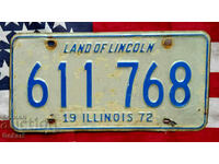 US License Plate ILLINOIS 1972