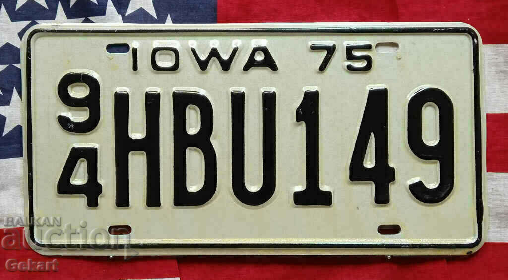 US License Plate IOWA 1975