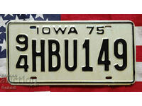 US License Plate IOWA 1975