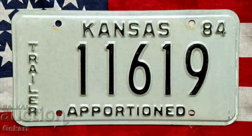 Placă de înmatriculare SUA KANSAS 1984