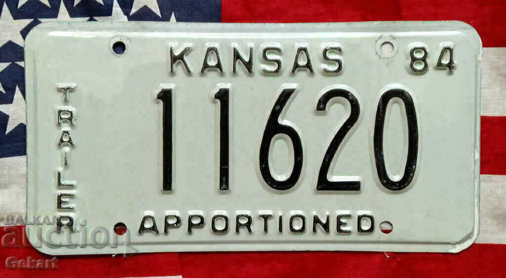 US License Plate KANSAS 1984