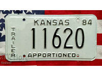 US License Plate KANSAS 1984