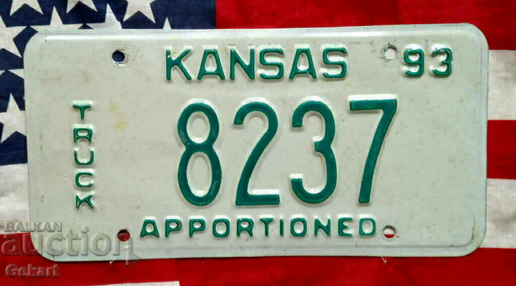 US License Plate KANSAS 1993