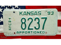 US License Plate KANSAS 1993