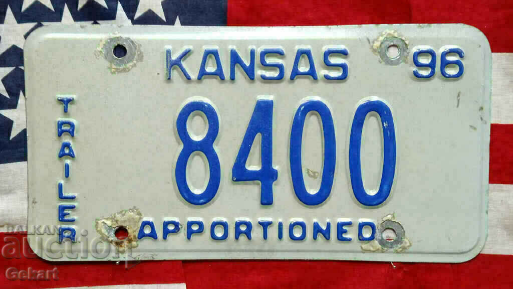 Placă de înmatriculare SUA KANSAS 1996