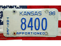 US License Plate KANSAS 1996