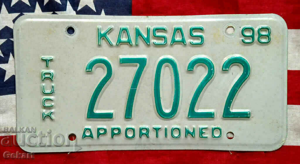 Placă de înmatriculare SUA KANSAS 1998
