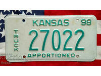 US License Plate KANSAS 1998