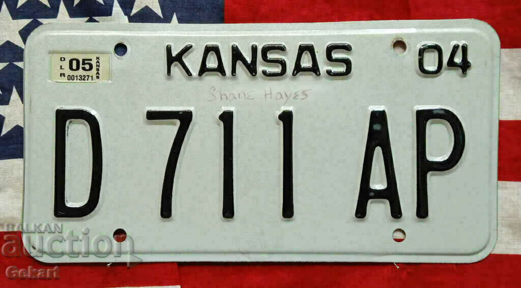 US license plate Plate KANSAS 2004