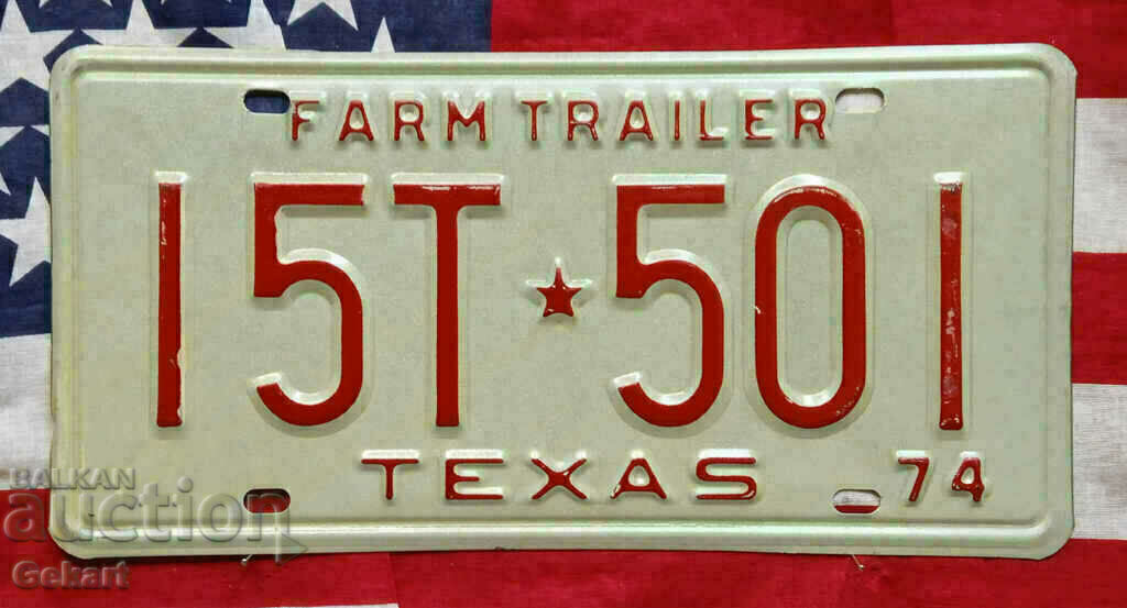 Американски регистрационен номер Табела TEXAS 1974