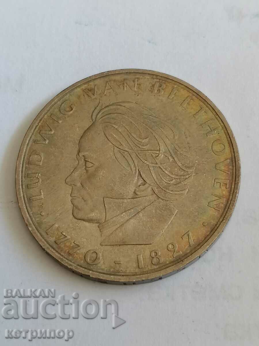 5 марки Германия 1970 г F сребърна.