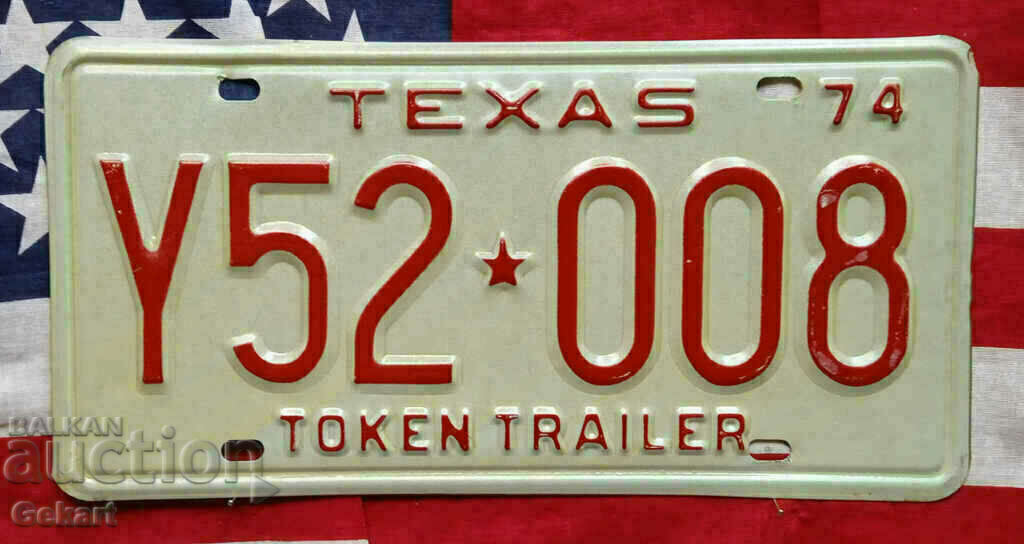 Πινακίδα ΗΠΑ TEXAS 1974