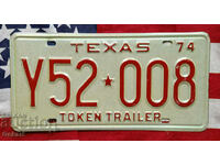 Американски регистрационен номер Табела TEXAS 1974