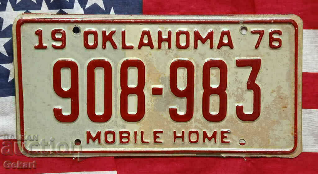Πινακίδα ΗΠΑ OKLAHOMA 1976