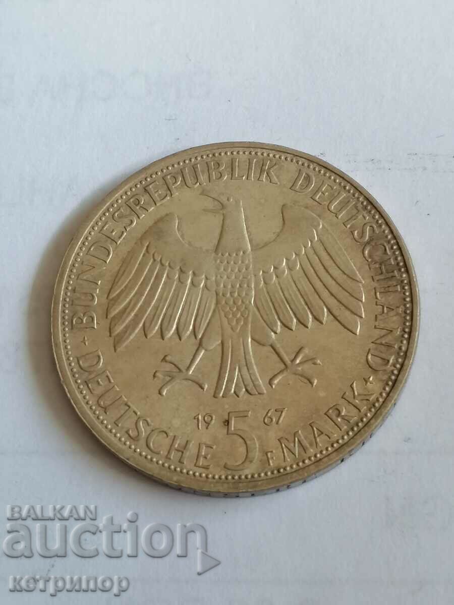 5 stamps Germany 1967 F silver. with price 38.00 BGN | € 19.43