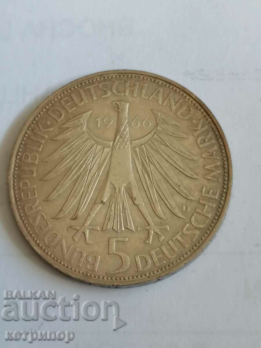 5 stamps Germany 1966 D silver. with price 38.00 BGN | € 19.43