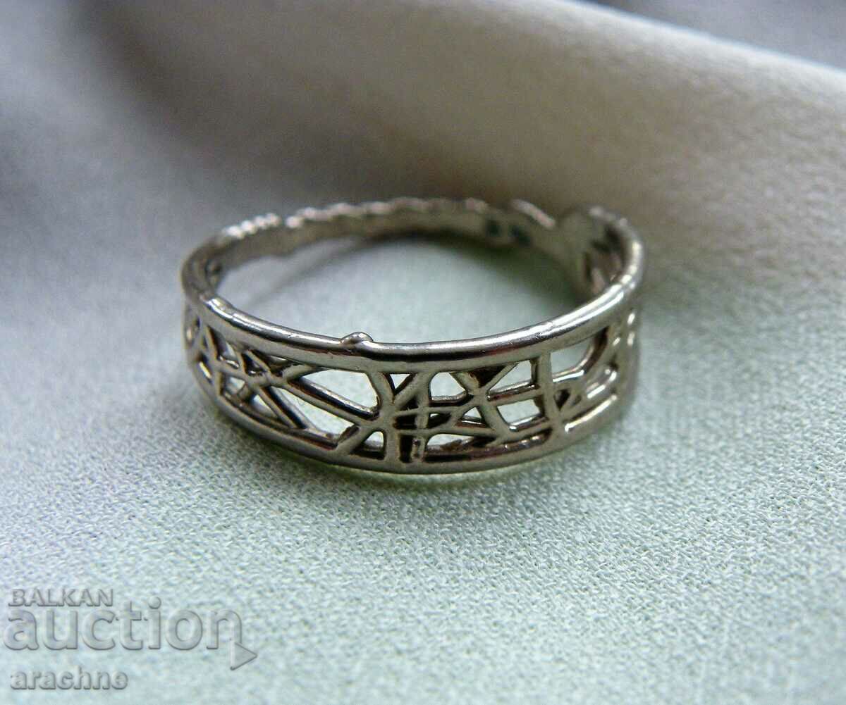 Modernist silver ring