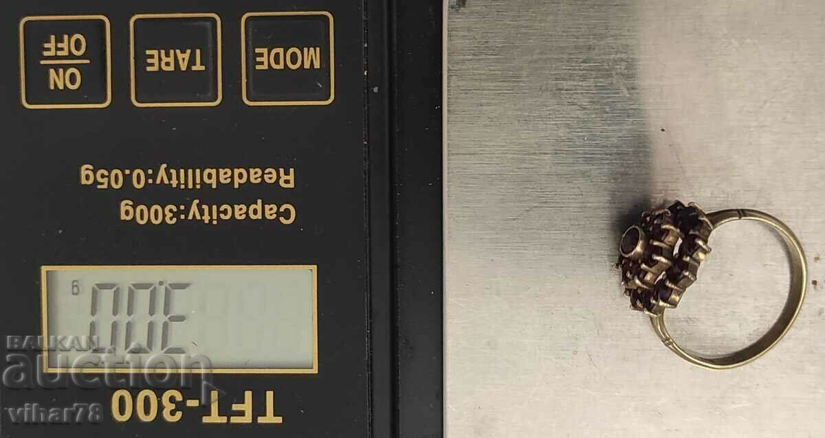 INEL BĂTRÂNE DE ARGINT CU GRANAT ȘI PLACAT cu AUR - 5 INEL BĂTRÂNE DE ARGINT CU GRANAT ȘI PLACAT cu AUR - 5