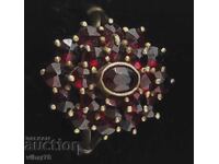 СТАР ДАМСКИ СРЕБЪРЕН ПРЪСТЕН С ГРАНАТ И ПОЗЛАТА