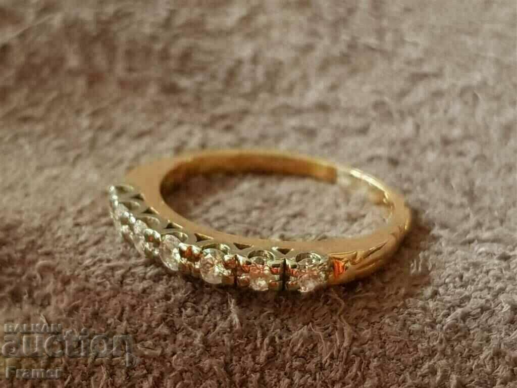 Livrarea AUR 18K 7 DIAMANTE inel elegant din aur