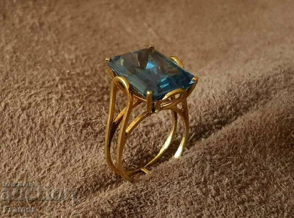 18K GOLD with Large Beautiful TOPAZ Stylish Gold Ring with price 1680.00 BGN | € 858.97