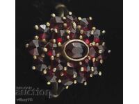 OLD LADIES SILVER RING WITH GARNET AND GOLD PLATED