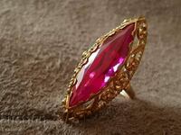 14K GOLD with RUSSIAN RUBY handmade elegant gold ring
