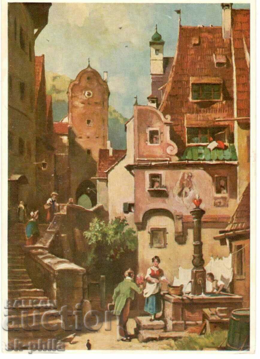 Old postcard - Art - Karl Spitzweg, The Challenger