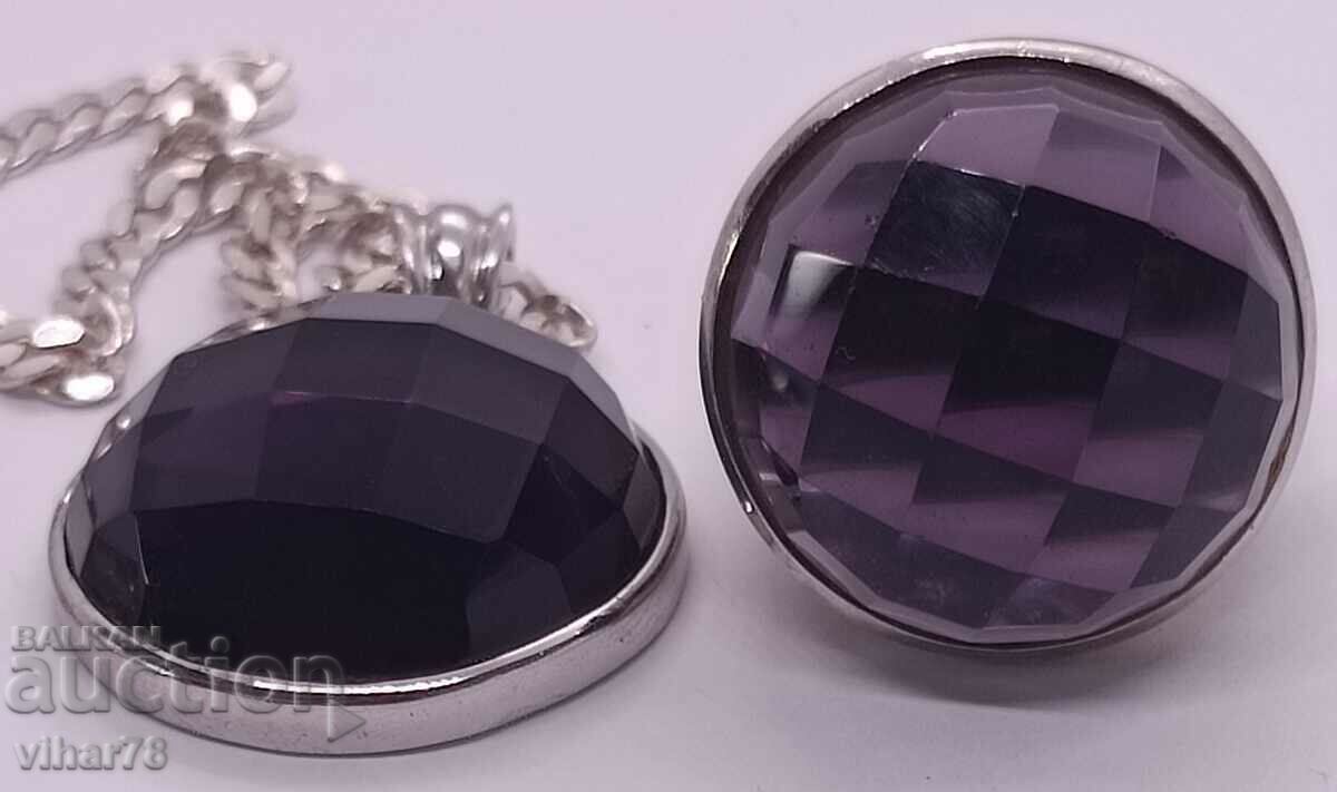 Silver set Amethyst Pendant Ring with price 359.99 BGN | € 184.06 Silver set Amethyst Pendant Ring with price 359.99 BGN | € 184.06