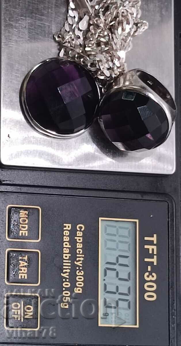 Auction Silver set Amethyst Pendant Ring Auction Silver set Amethyst Pendant Ring