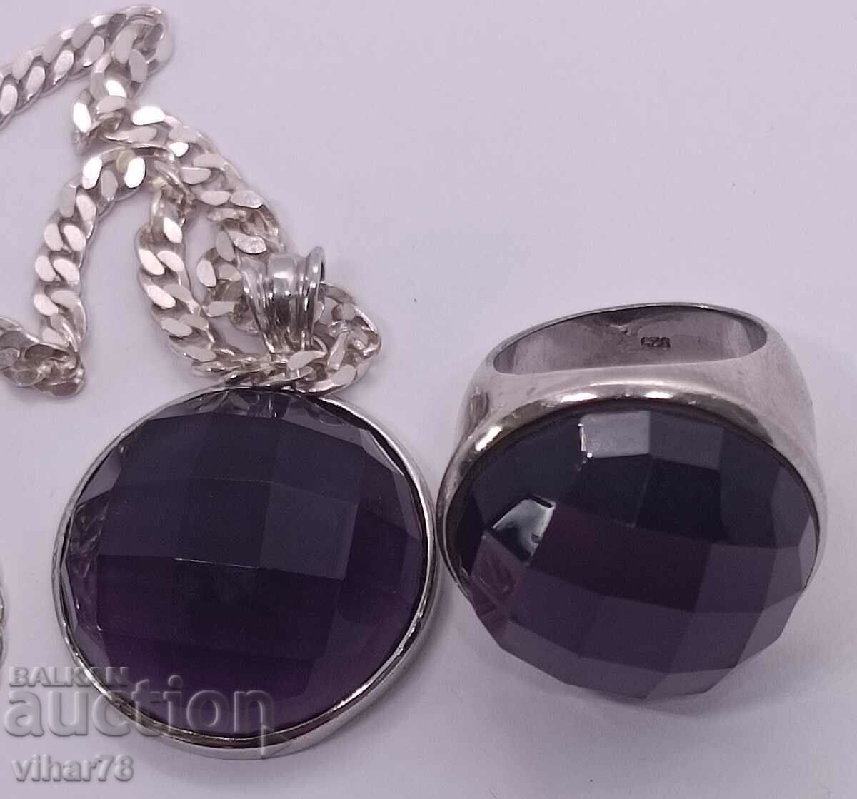 Delivery of Silver set Amethyst Pendant Ring Delivery of Silver set Amethyst Pendant Ring