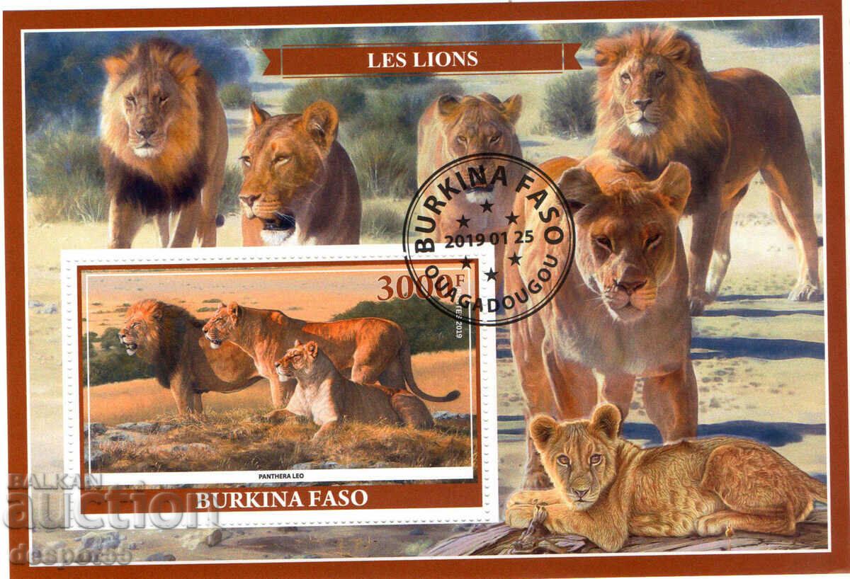2019. Burkina Faso. Lions. Illegal Stamps. Block.