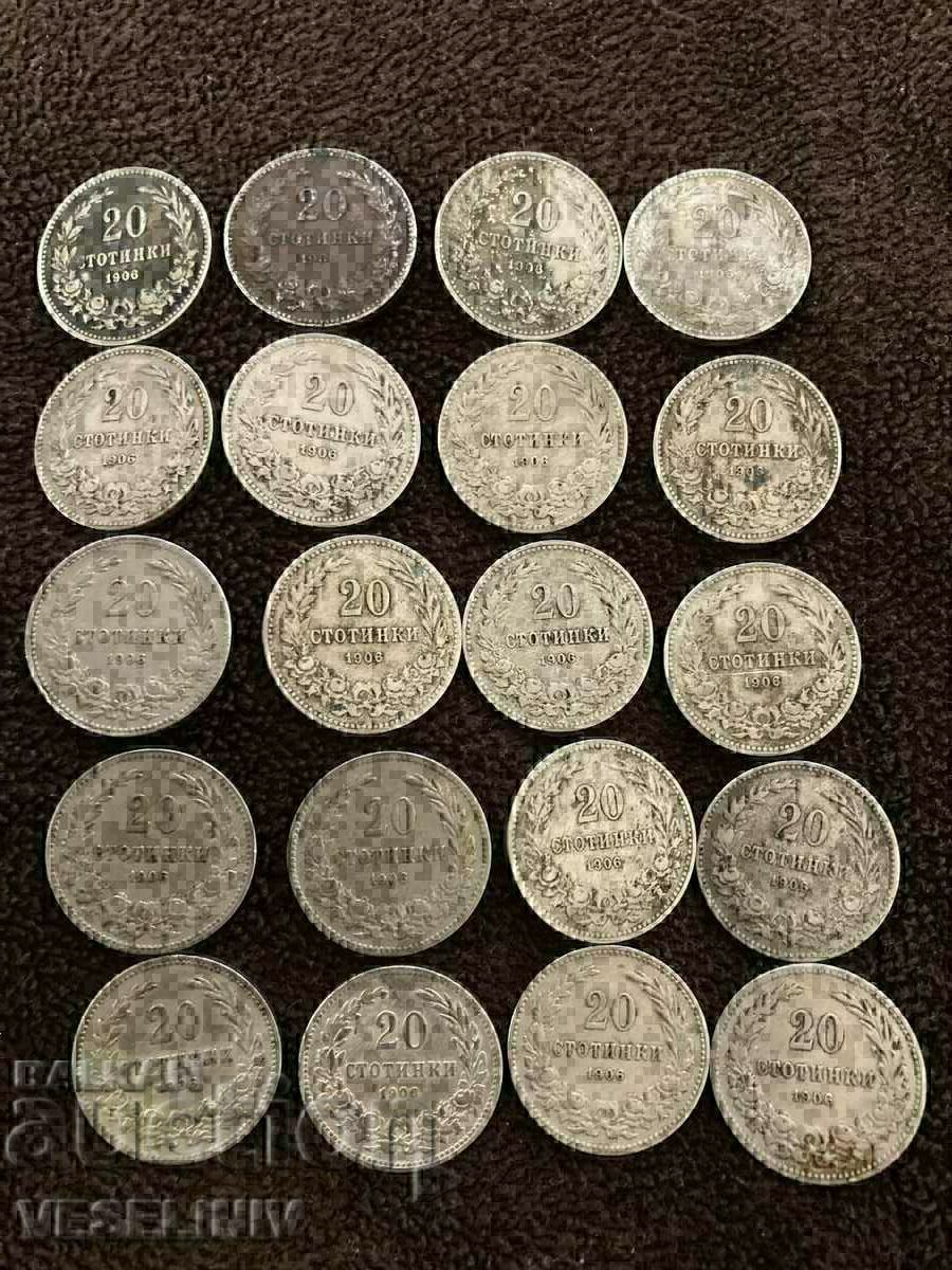 LOT 60 coins 5/10/20 cents 1906 - 5 LOT 60 coins 5/10/20 cents 1906 - 5