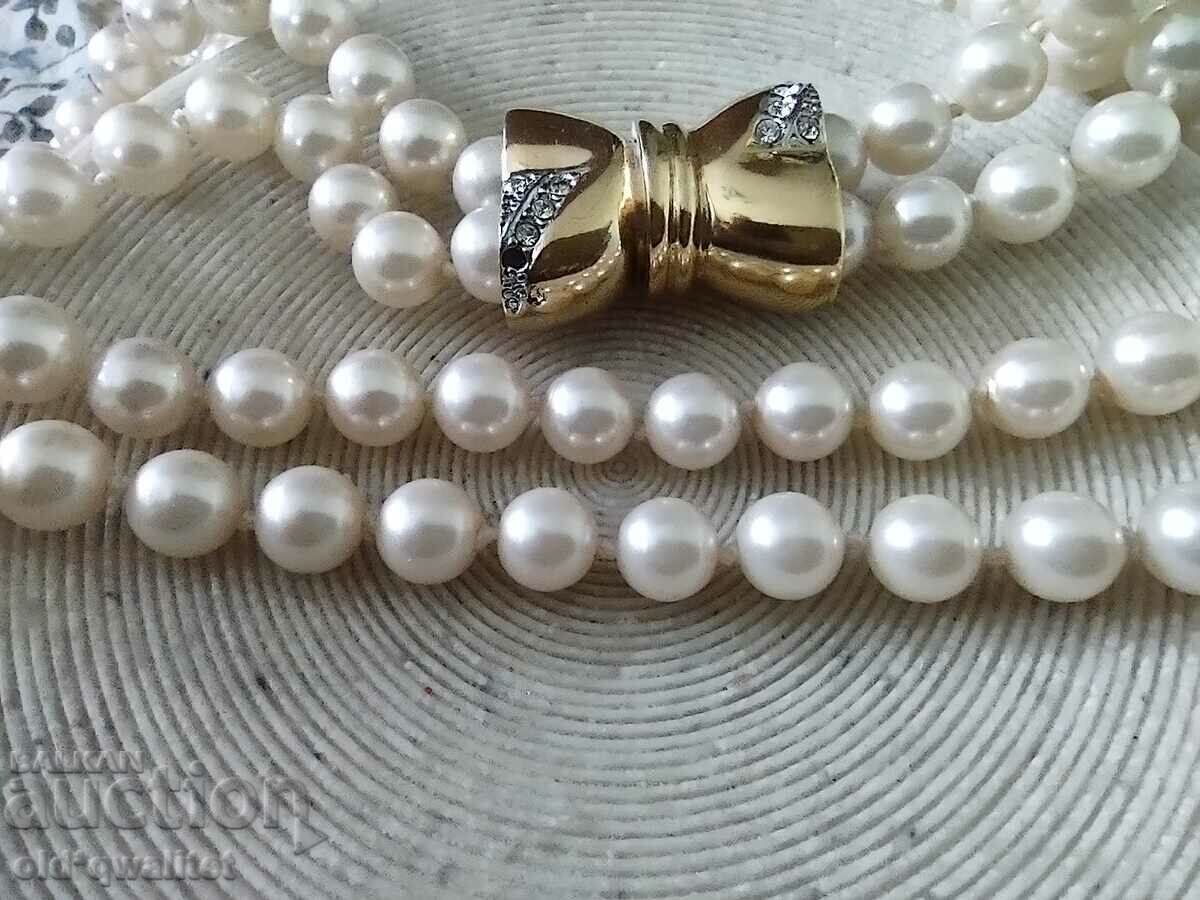 Necklace with synthetic pearls and gold-plated clasp with price 97.00 BGN | € 49.60